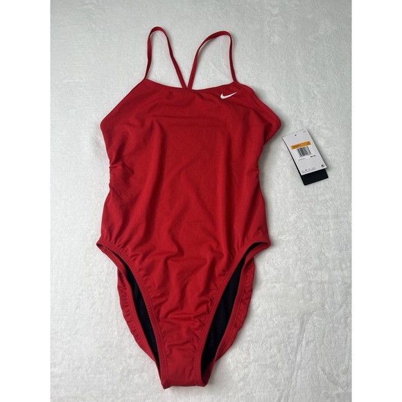 Nike Womens Hydra-strong Racerback One Piece Red Swimsuit Bathing Suit Sz US‎ 10 - Picture 1 of 7